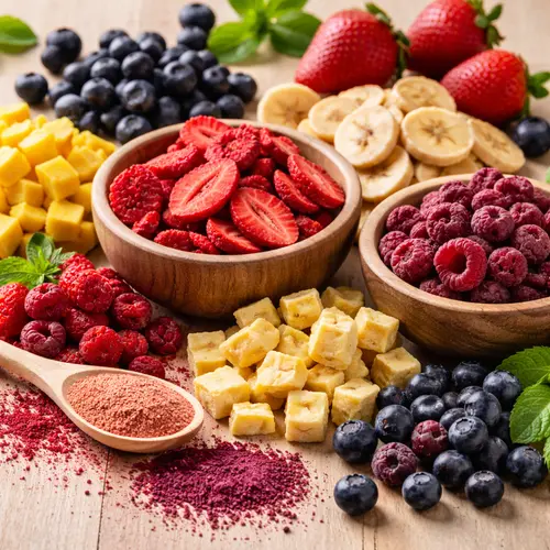 Nature-inspired graphic for Organic Freeze-Dried Fruit